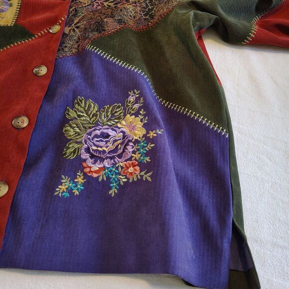 Koret Womens Patchwork Jacket Floral Embroidered Button Granny Tapestry 16W - Picture 4 of 8